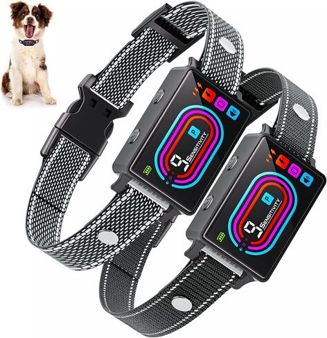Dog Bark Collar 2 Pack, 2025 Smart Bark Collars for Dogs Large Medium Small 5-130 lbs, Bark Collar 9 Adjustable Sensitivity 5 Training Modes, Anti-Bark Training Collar Beeping Vibrator Shock in Kuwait