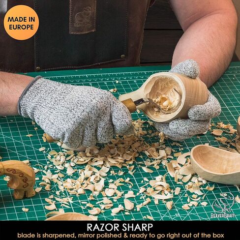 BeaverCraft Hook Knife SK2 Oak 1.2" Blade - Wood Spoon Carving Tools - Gouge for Spoons Bowl Cups - Whittling Knife Curved Right Handed High Carbon Steel in Saudi Arabia