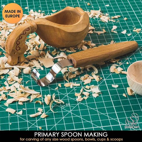 BeaverCraft Hook Knife SK2 Oak 1.2" Blade - Wood Spoon Carving Tools - Gouge for Spoons Bowl Cups - Whittling Knife Curved Right Handed High Carbon Steel in Saudi Arabia