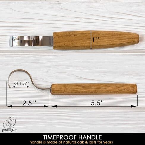 BeaverCraft Hook Knife SK2 Oak 1.2" Blade - Wood Spoon Carving Tools - Gouge for Spoons Bowl Cups - Whittling Knife Curved Right Handed High Carbon Steel in Saudi Arabia