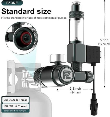 FZONE Aquarium CO₂ Regulator, Aquarium CO₂ System Mini Kit with Diffuser, Upgraded DC Solenoid and Bubble Counter Check Valve, for Establishing CO₂ System in Aquatic Plant Tank in Saudi Arabia