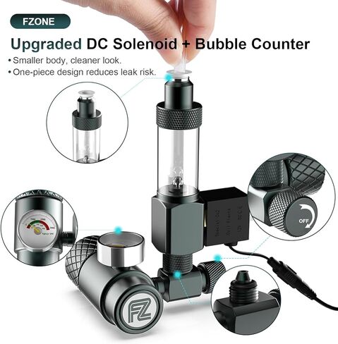 FZONE Aquarium CO₂ Regulator, Aquarium CO₂ System Mini Kit with Diffuser, Upgraded DC Solenoid and Bubble Counter Check Valve, for Establishing CO₂ System in Aquatic Plant Tank in Saudi Arabia