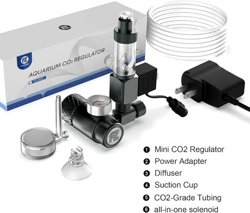 FZONE Aquarium CO₂ Regulator, Aquarium CO₂ System Mini Kit with Diffuser, Upgraded DC Solenoid and Bubble Counter Check Valve, for Establishing CO₂ System in Aquatic Plant Tank in Saudi Arabia