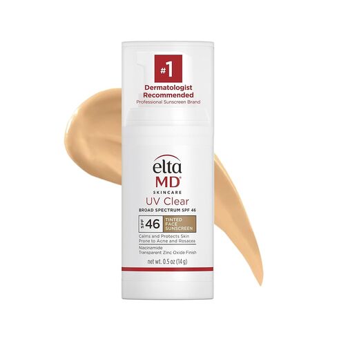 EltaMD UV Clear Tinted Face Sunscreen, SPF 46 Oil Free Sunscreen with Zinc Oxide, Protects and Calms Sensitive Skin and Acne-Prone Skin, Lightweight, Tinted, Dermatologist Recommended, 1.7 oz Pump in Kuwait