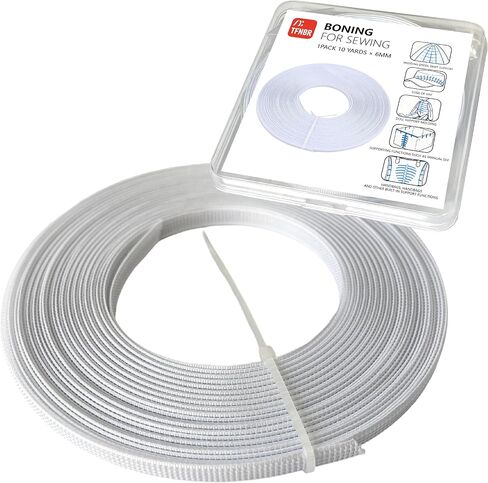 Polyester Boning for Sewing, 1Pack 10 Yards × 6mm Lightweight High-Density Sew-Through Corset Boning for Wedding Dress, Bustier, DIY Clothing (White) in Saudi Arabia