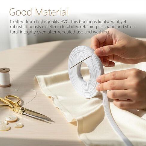 Polyester Boning for Sewing, 1Pack 10 Yards × 6mm Lightweight High-Density Sew-Through Corset Boning for Wedding Dress, Bustier, DIY Clothing (White) in Saudi Arabia