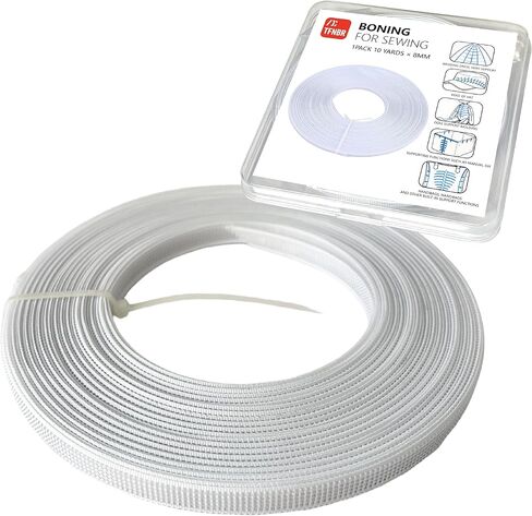 Polyester Boning for Sewing, 1Pack 10 Yards × 6mm Lightweight High-Density Sew-Through Corset Boning for Wedding Dress, Bustier, DIY Clothing (White) in Saudi Arabia