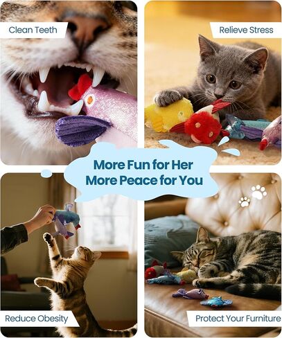 Nocciola Catnip Toys, 5 Pack Cat Toys for Indoor Cats with 100% Natural Catnip, Cotton-Free Kitten Toys in Assorted Colors, Soft Surface, Teething, Chewing & Kicker Floppy Fish Cat Toys in Saudi Arabia