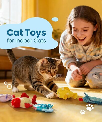 Nocciola Catnip Toys, 5 Pack Cat Toys for Indoor Cats with 100% Natural Catnip, Cotton-Free Kitten Toys in Assorted Colors, Soft Surface, Teething, Chewing & Kicker Floppy Fish Cat Toys in Saudi Arabia