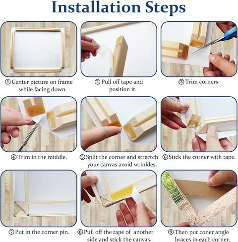مجموعة إطارات قماشية من القماش الخشبي مكونة من 4 قطع DIY لتغليف المعرض - قضبان خشبية متينة للوحات الزيتية والملصقات والرسم الماسي واللوازم الفنية بالإبرة، مجموعة خالية من الأدوات in Kuwait