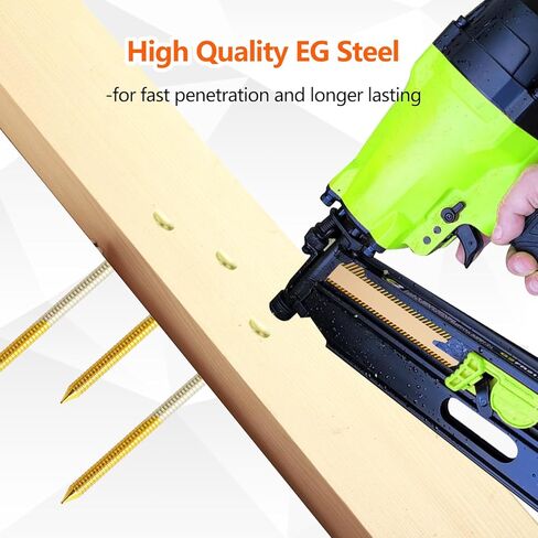 21 Degree Framing Nails 500 Count, 3-1/2-Inch x .131" Ring Shank, Full Round Head EG Galvanized, for Pneumatic Electric 20 to 22 Degree Framing Nailer in Saudi Arabia