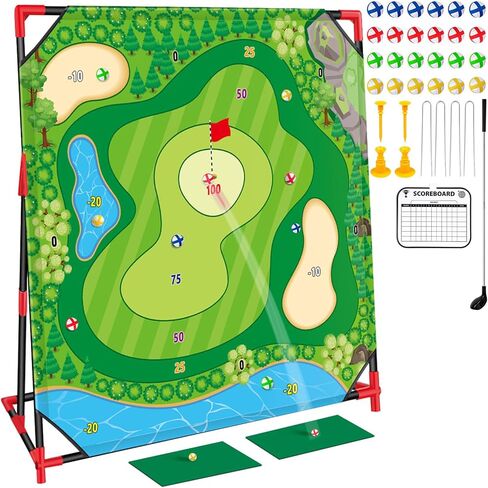 Golf Game Play Set, Golf Chipping Games for Kids with 24 Sticky Golf Balls, 2 Golf Clubs ＆ 2 Golf Hitting Mats, Indoor Outdoor Lawn Backyard Golf Gifts for Men＆Kids in Saudi Arabia