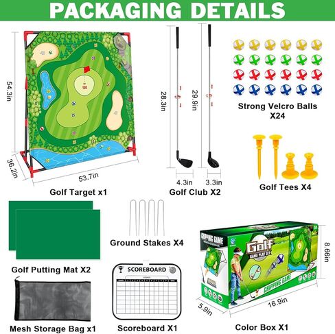 Golf Game Play Set, Golf Chipping Games for Kids with 24 Sticky Golf Balls, 2 Golf Clubs ＆ 2 Golf Hitting Mats, Indoor Outdoor Lawn Backyard Golf Gifts for Men＆Kids in Saudi Arabia