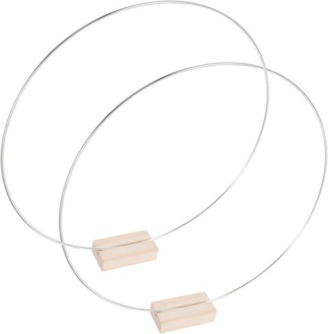 Luxshiny 2sets Floral Hoop Centerpiece Wooden Stand Metal Flower Hoops for Wedding Decor Elegant Table Arrangements and Unique Floral Displays Silver Natural Base in Saudi Arabia