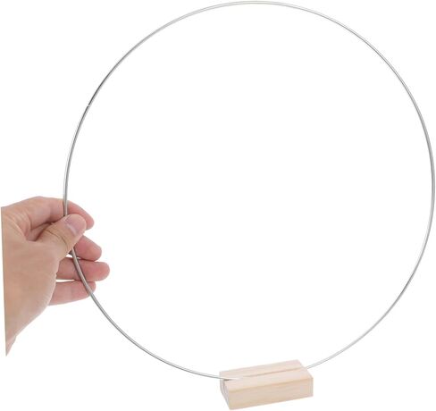 Luxshiny 2sets Floral Hoop Centerpiece Wooden Stand Metal Flower Hoops for Wedding Decor Elegant Table Arrangements and Unique Floral Displays Silver Natural Base in Saudi Arabia