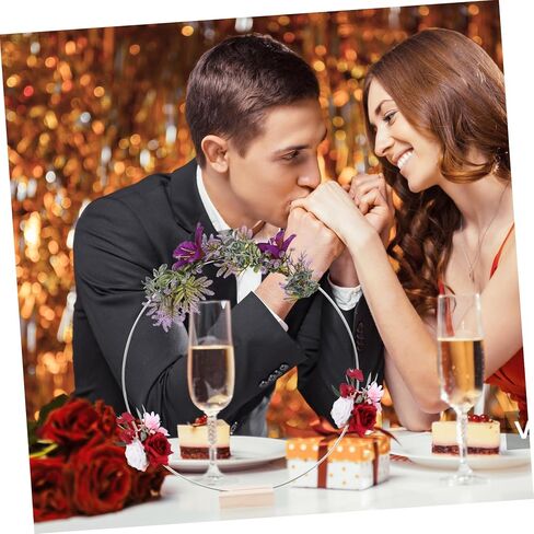 Luxshiny 2sets Floral Hoop Centerpiece Wooden Stand Metal Flower Hoops for Wedding Decor Elegant Table Arrangements and Unique Floral Displays Silver Natural Base in Saudi Arabia