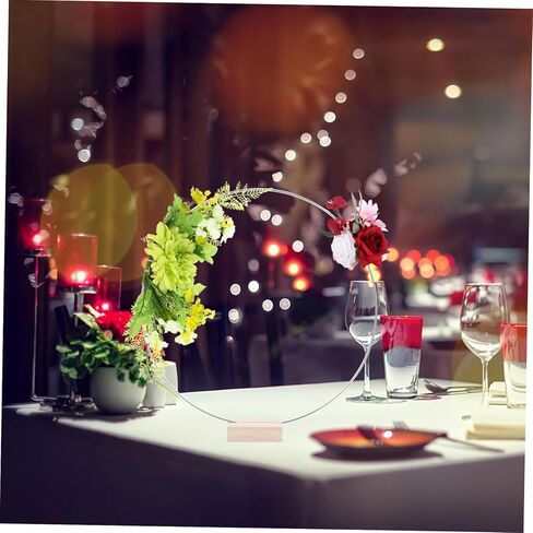 Luxshiny 2sets Floral Hoop Centerpiece Wooden Stand Metal Flower Hoops for Wedding Decor Elegant Table Arrangements and Unique Floral Displays Silver Natural Base in Saudi Arabia