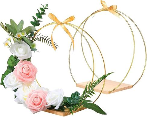 Hemoton 1set Floral Hoop Wreath Decor Wedding Table Floral Hoop DIY Craft Wreath Ring Wooden Base Ring in Saudi Arabia