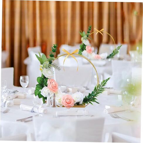 Hemoton 1set Floral Hoop Wreath Decor Wedding Table Floral Hoop DIY Craft Wreath Ring Wooden Base Ring in Saudi Arabia