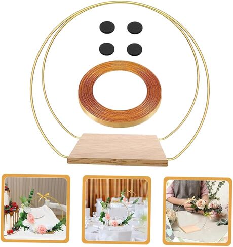 Hemoton 1set Floral Hoop Wreath Decor Wedding Table Floral Hoop DIY Craft Wreath Ring Wooden Base Ring in Saudi Arabia
