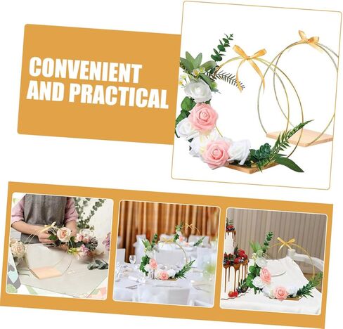 Hemoton 1set Floral Hoop Wreath Decor Wedding Table Floral Hoop DIY Craft Wreath Ring Wooden Base Ring in Saudi Arabia