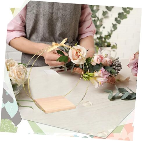 Hemoton 1set Floral Hoop Wreath Decor Wedding Table Floral Hoop DIY Craft Wreath Ring Wooden Base Ring in Saudi Arabia