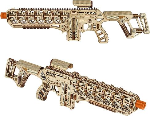ألغاز خشبية ثلاثية الأبعاد من Wood Trick Fusion X Rifle Gun للبالغين - مع مؤخرة متداخلة وصمام ومنظر ومشبك لمدة 9 جولات - بناء تفصيلي - 23 × 8 بوصة - مجموعة نماذج للبالغين للبناء - 14+ in Kuwait