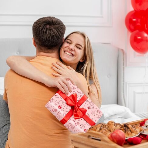 FYSUIMU ورق مناديل عيد الحب - 14 × 20 بوصة - قلوب وردية حمراء كيوبيد روز الكرز هدية ورق التغليف نمط جميل لحفلات الزفاف وأعياد الميلاد وحفلات الزفاف وديكور DIY، 60 ورقة in Saudi Arabia