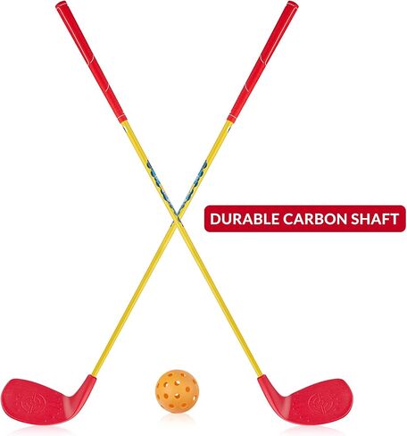 مجموعة نوادي ألعاب ساحة الجولف من ASONA مكونة من قطعتين للبالغين - مثالية للأماكن الخارجية والفناء الخلفي والشاطئ والحديقة والمرح الاجتماعي - مقاس الطول القياسي 91.44 سم مع رأس نادي بلاستيكي كبير الحجم in Kuwait