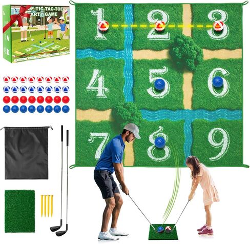 Lerine Golf Chipping Game Tic Tac Toe, Sticky Golf Game with 2 Adjustable Clubs, 32 Balls, Golf Games for Kids and Adults, Backyard Family Sport Gift for Indoor & Outdoor in Saudi Arabia