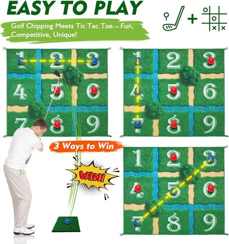 Lerine Golf Chipping Game Tic Tac Toe, Sticky Golf Game with 2 Adjustable Clubs, 32 Balls, Golf Games for Kids and Adults, Backyard Family Sport Gift for Indoor & Outdoor in Saudi Arabia