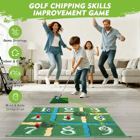 Lerine Golf Chipping Game Tic Tac Toe, Sticky Golf Game with 2 Adjustable Clubs, 32 Balls, Golf Games for Kids and Adults, Backyard Family Sport Gift for Indoor & Outdoor in Saudi Arabia