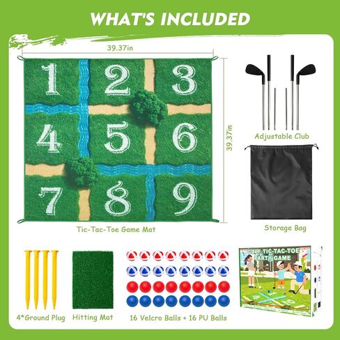 Lerine Golf Chipping Game Tic Tac Toe, Sticky Golf Game with 2 Adjustable Clubs, 32 Balls, Golf Games for Kids and Adults, Backyard Family Sport Gift for Indoor & Outdoor in Saudi Arabia