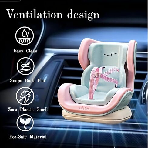 Doll Car Seat for Jellycat/Labubu & 10-17cm Dolls, Mini Seat with Detachable Magnetic Stand/Air Vent Clip/Adjustable Strap, Airflow-Friendly Design(Blue Pink) in Saudi Arabia