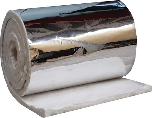 Aluminum Foil Faced Ceramic Fiber Blanket, 1" x 24" x 75", Ceramic Fiber Insulation, 8 LB Density 2400F Rated High Temperature Insulation Blanket for Furnace, Kiln, Forge, Oven, Stove, Fireplace in Saudi Arabia