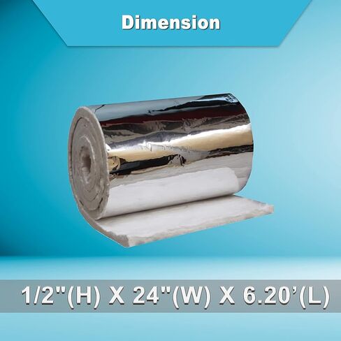 Aluminum Foil Faced Ceramic Fiber Blanket, 1" x 24" x 75", Ceramic Fiber Insulation, 8 LB Density 2400F Rated High Temperature Insulation Blanket for Furnace, Kiln, Forge, Oven, Stove, Fireplace in Saudi Arabia