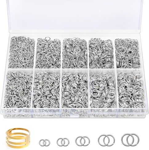 4600 Pcs Jump Rings for Jewelry Making Kit Gold & Silver, Open Rings with Opener Tools for Earrings, Keychains, Bracelet & Necklace Repair Supplies in Saudi Arabia