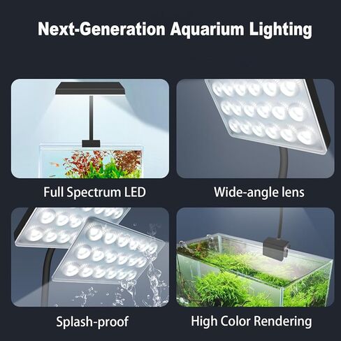 Vimvins Full Spectrum 10W Fish Tank Light Enhanced Edition LED Aquarium Light with Lens, 3 Adjustable Modes(Suitable for 7-16 Inch Tanks) in Saudi Arabia