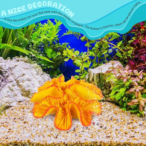 ديكور حوض السمك من IMIKEYA للشعاب المرجانية الاصطناعية، زخرفة مرجانية من الراتنج لخزان الأسماك، زخرفة الشعاب المرجانية البرتقالية للمياه المالحة وأحواض المياه العذبة، صغيرة للحرف اليدوية in Kuwait