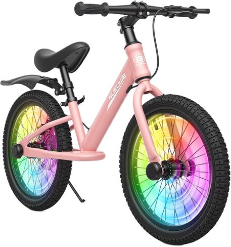 دراجة توازن Bueuwe مقاس 16 بوصة للأطفال الكبار، فرامل قرصية، مقعد قابل للتعديل، إطار من الصلب الكربوني، محاور عجلات وامضة ومكبرات ملونة، دراجة بدون دواسة للأولاد والبنات الذين يتعلمون الركوب in Kuwait