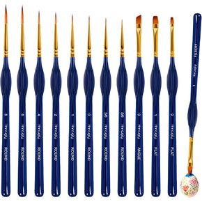 مجموعة فرش طلاء مصغرة 12 قطعة، فرش طلاء للطلاء الأكريليك، لوازم فنية للزيت، نماذج تفاصيل الألوان المائية، هدايا فنان رسم أظافر الجسم الصخري، مقابض مثلثة باللون الأزرق in Kuwait
