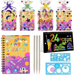 12 Pack Scratch Art Paper Rainbow Sets Scratch Off Art Notebook Crafts Easter Gifts Party Games Easter Christmas M in Saudi Arabia