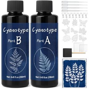 1DFAUL مجموعة حلول النمط السيانوتي، 16.9oz سائل السيانوتايب الممزوج مسبقًا ولا حاجة إلى الماء، طباعة الشمس تخلق فنًا أزرق عتيقًا، مخططات فوتوغرافية، للطباعة الطبيعية، مشاريع فنية DIY in Kuwait