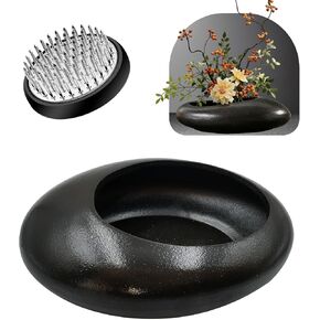 Flower Frog Vase Kit, Ceramic Ikebana Kit,with Flower Frog Pin Frog Flower Stems Holder, for Flower Arrangement, Floral Arrangement, Living Room, and Restaurant Center Decoration. (Green Small Size) in Saudi Arabia