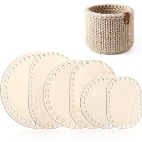 6 قطع من سلة خشبية من cobee، سفلية للكروشيه، سلال كروشيه فارغة على شكل دائرة بيضاوية، قاعدة خشبية، 6 أحجام من لوازم نسج السلة لمستلزمات صناعة النسيج اليدوية in Kuwait