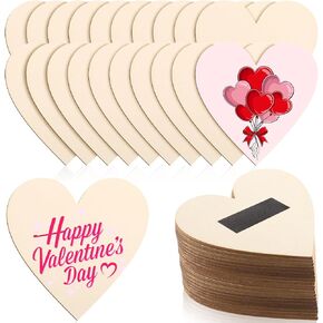 Qunclay 20 Pcs Natural Wooden Hearts Ornaments with Magnets for DIY Crafts 3.15 '' Blank Unfinished Wood Heart Slices Tag for Valentine's Day Mother's Day Wedding Home Decoration in Kuwait