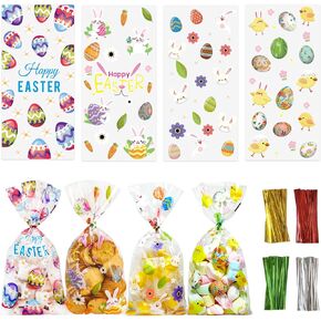 50Pcs Fall Cellophane Treat Bags, Clear Thanksgiving Goodie Bags with Ties in Saudi Arabia