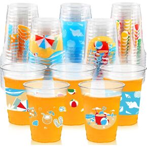 50Pcs Luau Party Decoration Cups 16 OZ Disposable Plastic Drinking Cups with Pineapple Flamingo for Hawaiian Tropical Aloha Pool Beach Birthday Party Decor Supplies in Kuwait