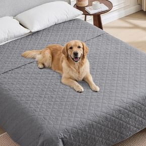 غطاء أريكة مقاوم للماء بأربعة مقاعد للكلاب، وسادة قابلة للغسل لـ 4 وسائد كبيرة للأريكة والسرير، مقاوم لشعر الحيوانات الأليفة، صديق للبشرة، بطانية ناعمة للكلاب، واقي أثاث متين، 82x102 بوصة، رمادي in Kuwait