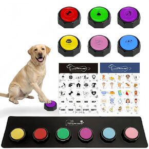 BOSKEY 6 Dog Buttons for Communication Pet Talking Buttons Starter Set Dog Speaking Buttons 50 Stickers Recordable Button One Waterproof mat in Saudi Arabia